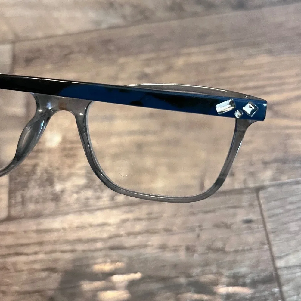 Nine West NW5187 Blue Grey Rectangular Eyeglasses FRAMES Rhinestone 51-16-135
